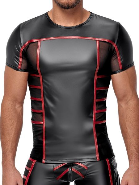 NEK Wetlook-Netz-Shirt, schwarz/rot