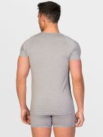 Zero Defects Ranglan: Egyptian Cotton V-Neck-Shirt, grau