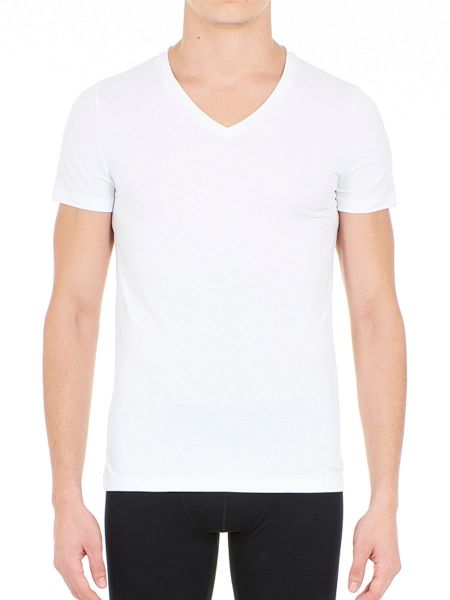 HOM Supreme Cotton: V-Neck-Shirt, weiß