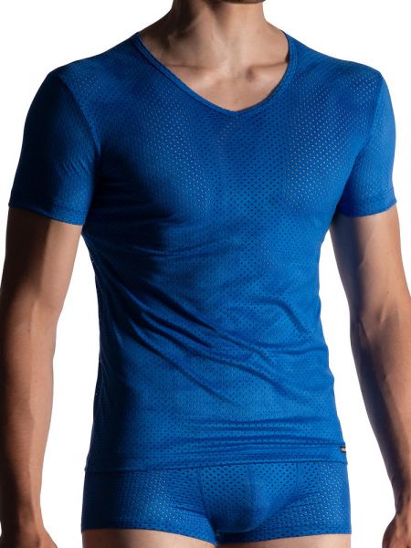 MANSTORE M955: V-Neck-Shirt, blau