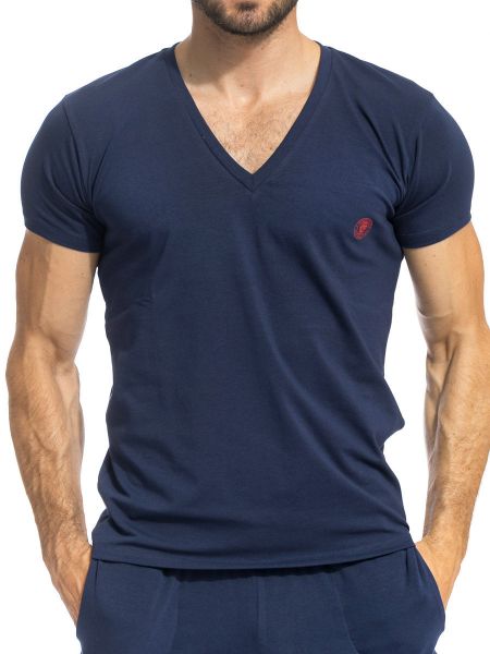 L'Homme Hypnos: V-Neck-Shirt, marine