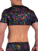 MANSTORE M2376: Cropped Shirt, rainbow lines