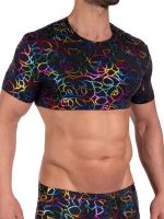 MANSTORE M2376: Cropped Shirt, rainbow lines