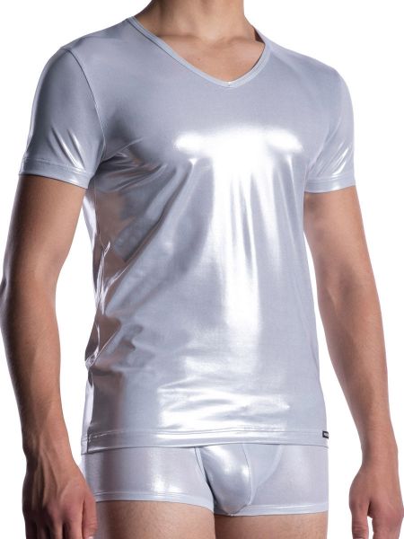 MANSTORE M2057: V-Neck-Shirt, silber