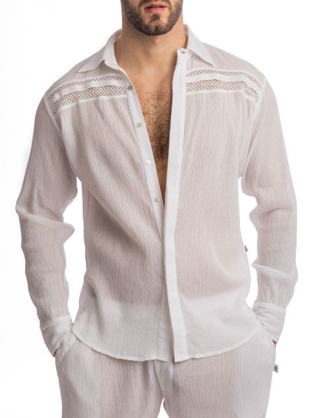 L'Homme Byaar: Loungehemd, weiß