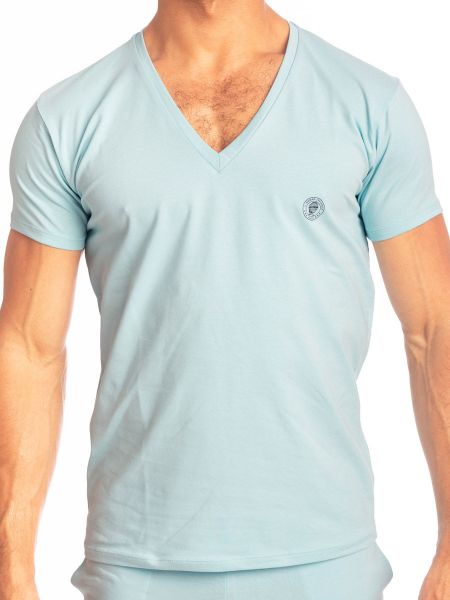 L'Homme Hypnose Ice Blue: V-Neck-Shirt, himmelblau