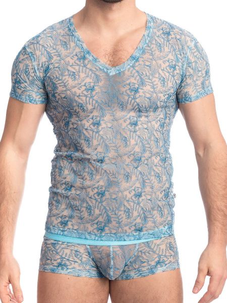 L'Homme Icy Tropics: T-Shirt, ciel/teal