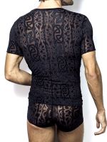 L'Homme Dévoré Tattoo: T-Shirt V-Neck, schwarz/grau
