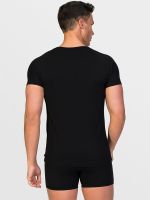 Zero Defects Ranglan: Egyptian Cotton V-Neck-Shirt, schwarz
