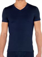 HOM Tencel Soft: V-Neck-Shirt, navy