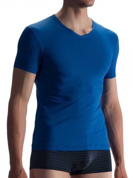 Olaf Benz RED1859: V-Neck-Shirt, blau