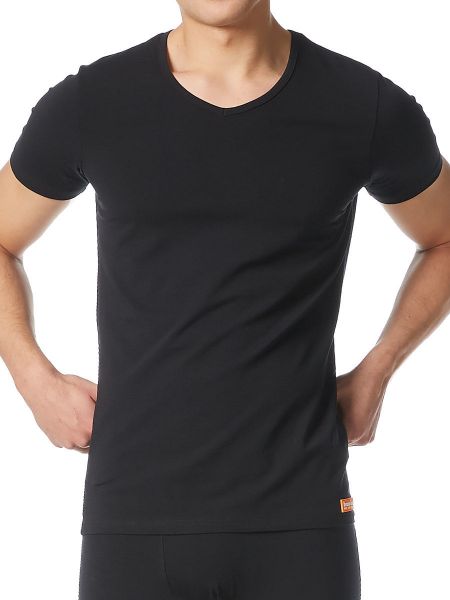Bruno Banani Warm Up: V-Neck-Shirt, schwarz