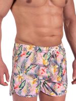 MANSTORE M2380: Beach Swim Shorts, pink flower