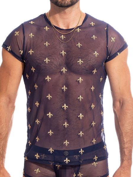 L&#039;Homme Charlemagne: T-Shirt, navy/gold